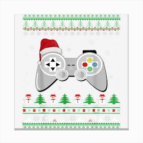 Funny Ugly Sweater For Christmas Gamer Santa Claus Xmas Canvas Print