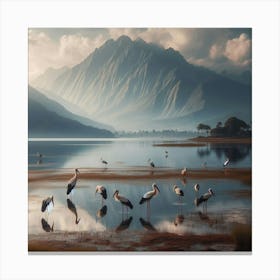 Birds On A Lake Canvas Print