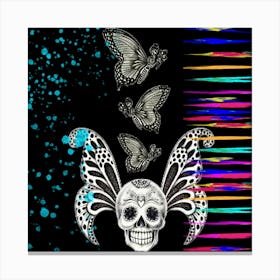 Sugar Skull With Butterflies  Canvas Print