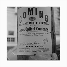 John Day, Oregon,Sign Of Traveling Optometrist By Russell Lee Canvas Print