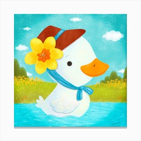 Spring Miss Duck Square Canvas Print