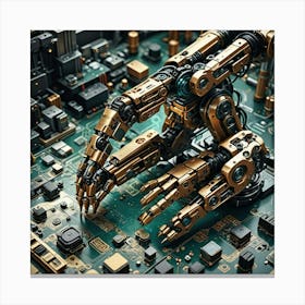 Robot On A Circuit Board 1 Canvas Print