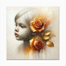 Girl With Roses 6 Canvas Print