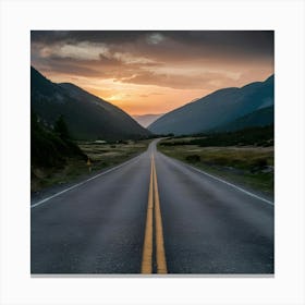 Road At Sunset 1 Canvas Print