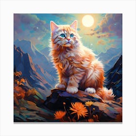 Cat On A Rock Canvas Print