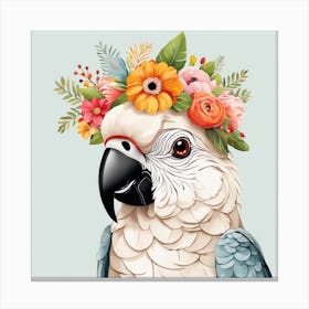 Floral Baby Parrot Nursery Illustration (50) Canvas Print