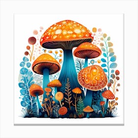 Mushrooms In The Forest 75 Canvas Print