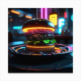 Neon Burger 5 Canvas Print