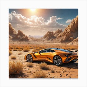 Sports Car In The Desert Canvas Print