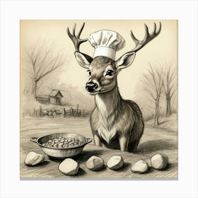 Chef Deer 33 Canvas Print