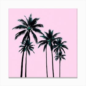 Palm Trees On A Pink Background 3 Canvas Print