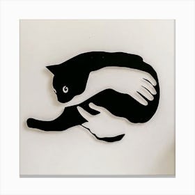 Cat In Hand Canvas Print