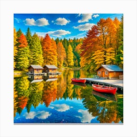 Autumn Lake In The Woods Canvas Print