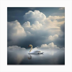 Swan In The Clouds Canvas Print