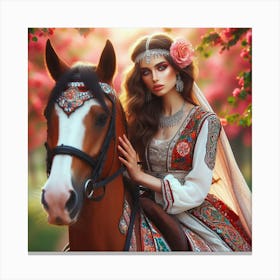 Beautiful Woman On A Horse83 Canvas Print