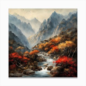 Chinese Mountains Landscape Painting (109) Canvas Print