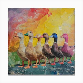 Rainbow Stripe Duck Collage 2 Canvas Print