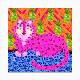 Pink Leopard Square Canvas Print