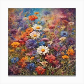 Chamomiles and Cornflowers meadow 1 Canvas Print