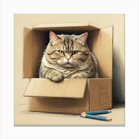 Cat In A Box 13 Canvas Print