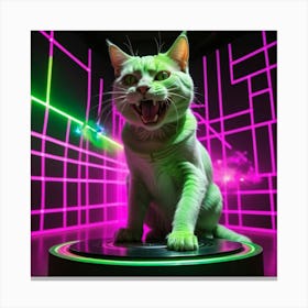 Cat In Neon Light Canvas Print