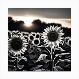 Sunflowers At Sunset 4 Canvas Print