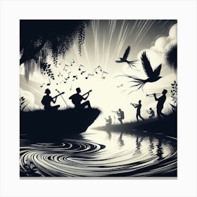 Silhouettes of people Canvas Print