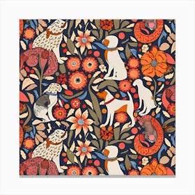 William Morris Inspired Dogs Collection Canvas Print