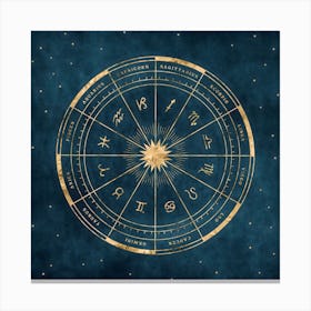 Zodiac Wheel - Petrol Canvas Print