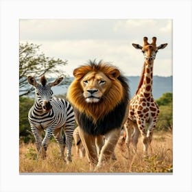 Lions And Zebras Stampe su tela