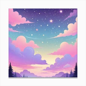 Sky With Twinkling Stars In Pastel Colors Square Composition 127 Canvas Print