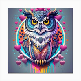 Owl With Hearts Canvas Print
