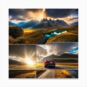 Sunset On The Road Canvas Print