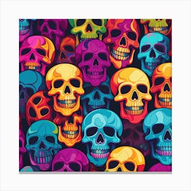 Colorful Skulls Seamless Pattern Canvas Print