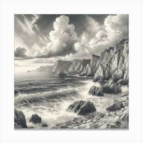 Cliffs And Waves 1 Canvas Print