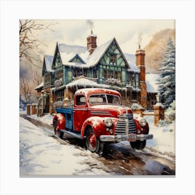 Truck In The Snow Canvas Print