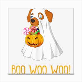 Boo Woo Woo Funny Cute Halloween Ghost Dog Womenns Girls Canvas Print