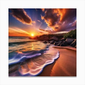 Sunset On The Beach 442 Canvas Print