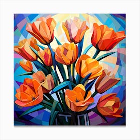 Orange Tulips In A Vase Canvas Print