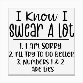 I Know I Swear A Lot 1. I Am Sorry 2. I'll Try To Do Better 3. Numbers 1&2 Are Lies Canvas Print