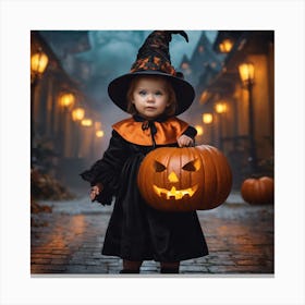 Little Girl In Halloween Costume Canvas Print