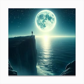 Moonlit Reflection Wall Print Art A Mesmerizing Scene Of Solitude And Introspection, Perfect For Inspiring Deep Thoughts And A Sense Of Wonder In Any Space Canvas Print