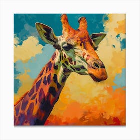 Impasto Warm Giraffe Portrait 2 Canvas Print