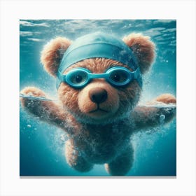 Teddy Bear Swimming 3 Canvas Print