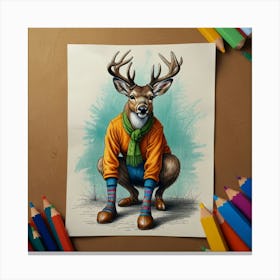 Deer Drawing Canvas Print