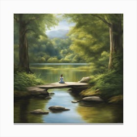 Girl On A Bridge Canvas Print