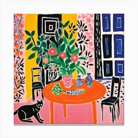 Cat At The Table 4 Canvas Print