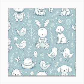 Seamless Pattern With Cute Animals Canvas Print