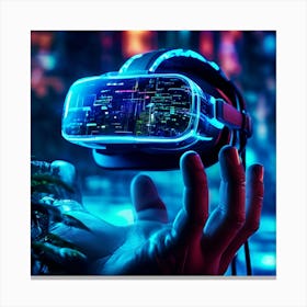 Virtual Reality Interface Headset Resting On An Opened Palmed Hand Futuristic Holographic Displays 707590057 (3) Canvas Print