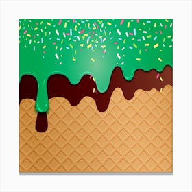 Ice Cream Waffle Vector 9 Canvas Print